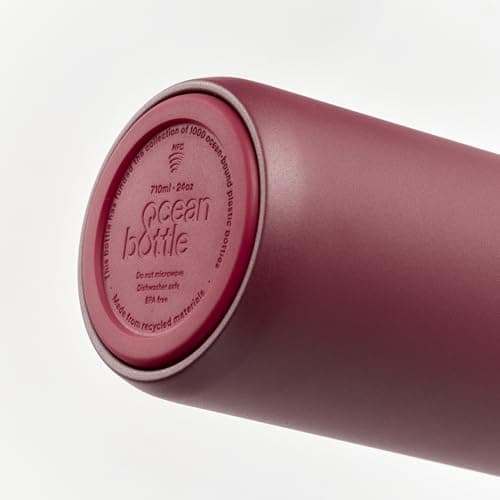 Ocean Bottle P GO 24 oz Water Bottle | Slim Stainless Steel Design with Straw | Leak Proof, Dishwasher Safe and BPA Free | Eco Friendly Bottle (Maroon Dusk) — view 3