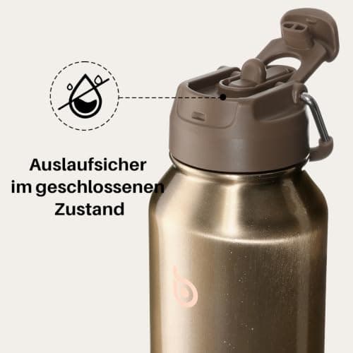 bottlebottle Insulated Water Bottle with Straw 1180ml(40oz) Sports Stainless Steel Water Bottles with Handle Lid Outdoors Drink Flask for Pills (Stardust Gold) — view 3