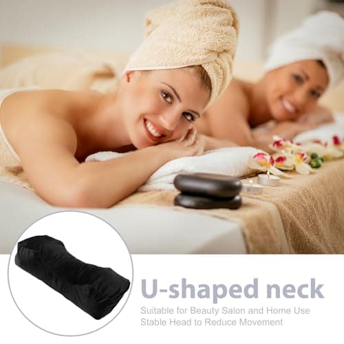 GALPADA Ergonomic with Client Comfort and Easy to Clean Features U-shaped Pillow Cover Black Cloth Material Lash Pillowcase for Professional Makeup and Spa Use — view 3