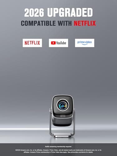 [Compatible with Netflix & TOF Real-time Focus] XuanPad 34000L Mini Silver Smart Projector 4K Support, Native 1080P, WiFi & Bluetooth, Auto Keystone, 3D Dolby Audio, 210° Stand for Home Projector — view 4