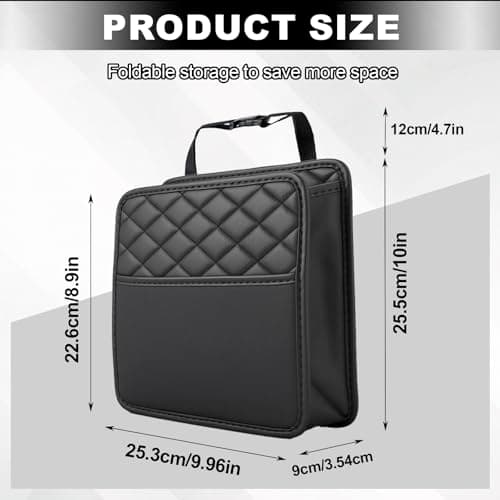 Car Back Seat Organizer,Pu Leather Seat Storage Bag,Hanging Car Tidy(Black) — view 2