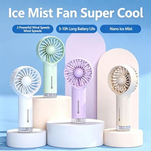 JytxhgzrVZ Portable Fan with Water Mist Spray, Mini USB Hand Fan Rechargeable, Fans Cooling Water Fan Handheld for Outdoor Indoor Summer Holiday Office, Travel Essentials (Purple B) — view 5