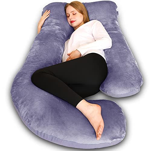 Chilling Home Pregnancy Pillow, 60 inches Full Body Pillow Maternity Pillow for Pregnant Women, Comfort U Shaped Zootzi Pillow with Removable Washable Velvet Cover(Grey, 60 x 28 inches, Full Size)