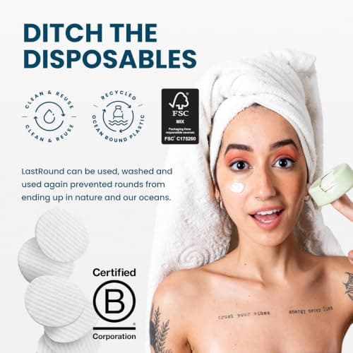 LastObject LastRound® Sustainable Reusable Cotton Rounds for Facial Cleansing â€“ Zero-Waste Eco-Friendly Makeup Remover Pads for All Skin Types with Travel Storage Case — view 6