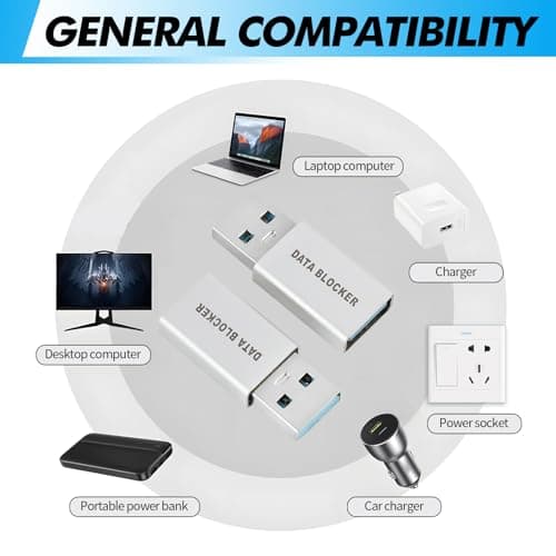 Xevtrak USB Data Blocker with Secure Charging, Usb A to A, Compact and Portable Data Blocking Adapter, Protection Against Data Theft for Safe Charging in Public Places, Silver 2PCS — view 4