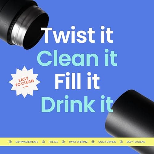 Breakbottle Insulated Water Bottle Stainless Steel 550ml with Twist Open Easy-Clean Design, Leak-Proof Lid - Eco-Friendly, Odour-Free Hot and Cold Metal Water Bottle for Gym,Travel, Sports -Charcoal — view 3