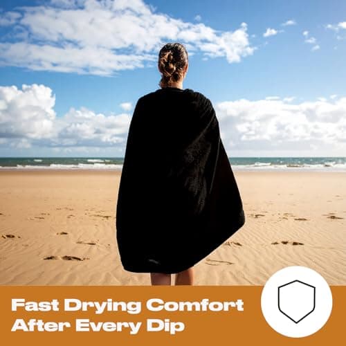 Brentfords Black Beach Towel, Swimming Pool Beach Holiday Essentials Gym Microfibre Beach Towels for Adults Kids Quick Dry Towel, 71cm x 152cm — view 2