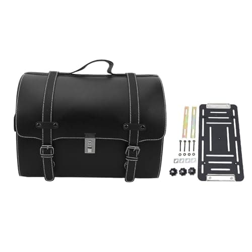 PolyGen Motorcycle Tail Bag with Combination Lock for Scooters/Electric Vehicles, 29.5L Large Capacity Water Defiance Motorcycle Trunk Bag for Helmet Storage (Black)