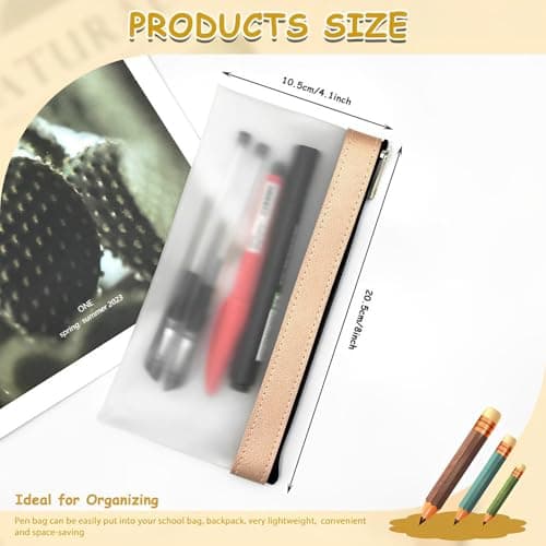 DAZISEN Clear Pencil Case - See Through Plastic Pencil Case Clear Storage Pouch with Zipper for Girls Boys Usage in School Office Home and Travel, Black — view 2