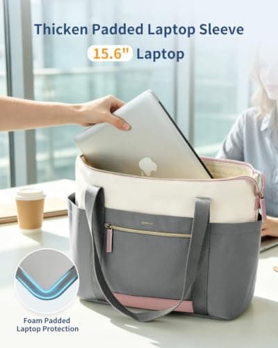 ECOHUB Large Tote Bags for Women, Lightweight Laptop Work Bag with Zipper — view 4
