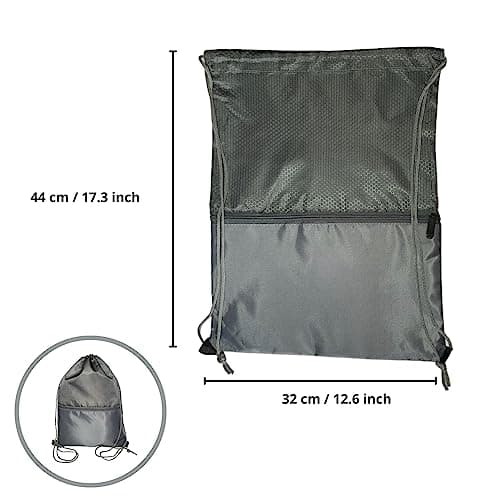 WESTEND CHOICE Drawstring Bag Rucksack Gym School PE Bag Swimming Sports Kids Adults Backpack Drawstring bag with zip pocket Travel bag (Dark grey) — view 2
