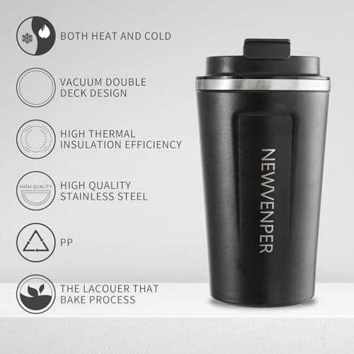 Newvenper Stainless Steel Vacuum Insulated Travel Coffee Mug, Led Temperature Display Insulated Tumbler, Leak Proof with Lid Keeps Cold and Warm, Suitable for Coffee, Tea and Beer (Black) — view 6