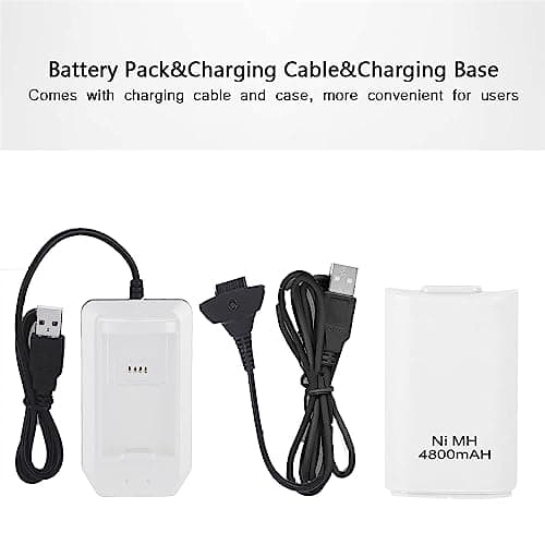 xbox 360 battery pack controller systems accessories batteries chargers fully charged hold charge charging light cable charger led controllers indication rechargeable replacement handle — view 6