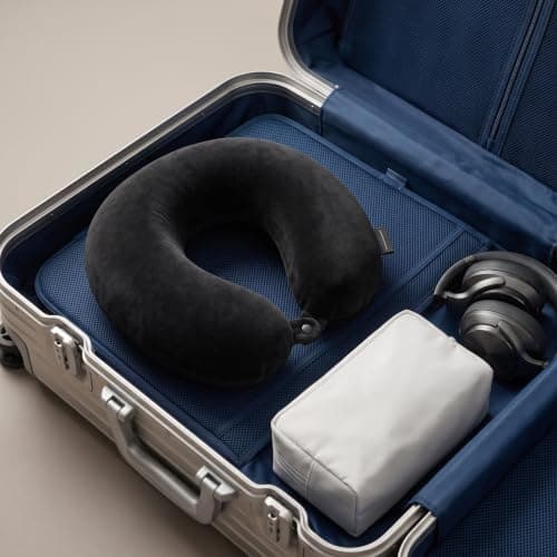 2pcs Reusable U Shaped Travel Pillow Cover with Zipper, Velvet Black — view 6