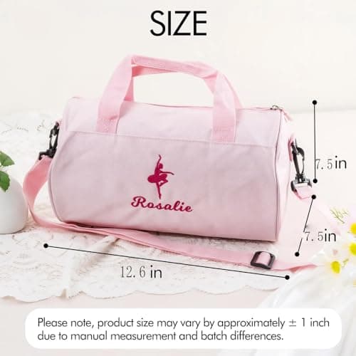 Toddler Dance Bag for Girls, Personalized Travel Bag for Kids, Weekender Duffel Bag, Monogram Ballet Shoes Bag, Child Diaper Bag Gift (Purple) — view 6