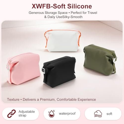 XWFB 6"x9.84" 4.5L Large Silicone Toiletry Bag, Waterproof Leakproof Foldable Travel Organizer, Dopp Kit for Men & Women, Pink — view 3