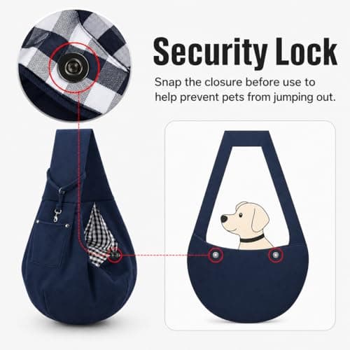 Puppy Sling Carrier for Small Dogs - Breathable Reversible Pet Sling with Storage Pocket, Hands-Free Dog Carrier for Travel/Shopping/Walking, Comfortable Cat & Puppy Sling (Navy blue) — view 6