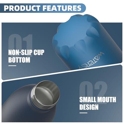 WATERSY Stainless Steel Insulated Water Bottle, Double Walled Metal Vacuum Flask Keep 24 Hrs Cold & 12 Hrs Hot Thermal Metal Sports Bottles 500ml BPA Free for Outdoor, Work, Gym, School (Deux Teal) — view 2