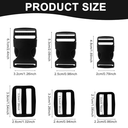 Side Release Buckles 12 Pack, Backpack Strap Replacement Clips 20 25 32mm — view 2