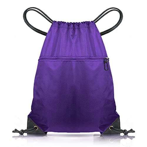 CHEPULA Drawstring Gym Bag, Large Sports Backpack String Swim Drawstring PE Bags for Women Men, Travel Beach School Bag with Waterproof (Purple)