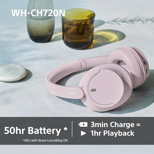 Sony WH-CH720N Wireless Bluetooth Noise Cancelling Over-Ear Headphones, Sound, Ambient Sound Mode, Lightweight Design, up to 50 hr battery life, iOS & Android - Pink — view 5