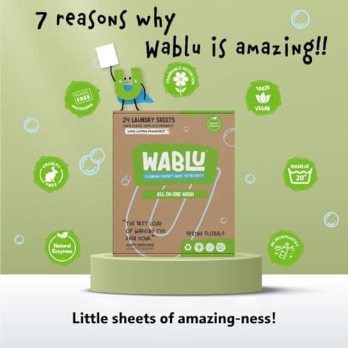 WABLU Spring Florals Laundry Detergent Sheets with natural enzymes (BIO) | Biodegradable All-in-one Washing Sheets | For all washing types | 24 Washes (or 48 small loads) — view 5