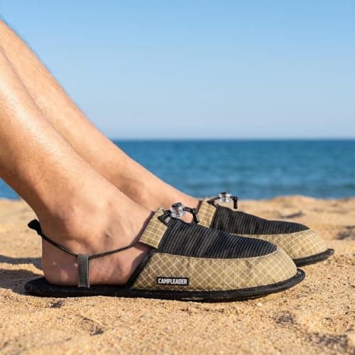 Ultralight Foldable Camp Shoes Portable Slippers for Hiking (Green large) — view 2