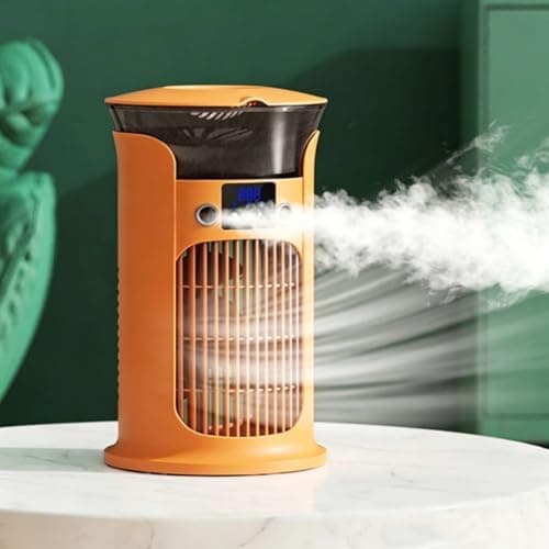 Portable Mobile Air Conditioner, 880ml Water Tank for MINI Evaporative Air Cooler with Mist Function Quiet 3-Speed Fan for Home Office Travel(Yellow) — view 6