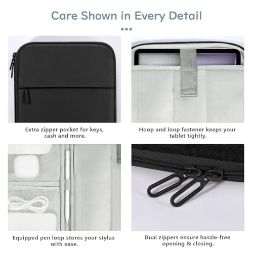 Dadanism 13 Inch Tablet Sleeve Padded Carrying Case, Black — view 5
