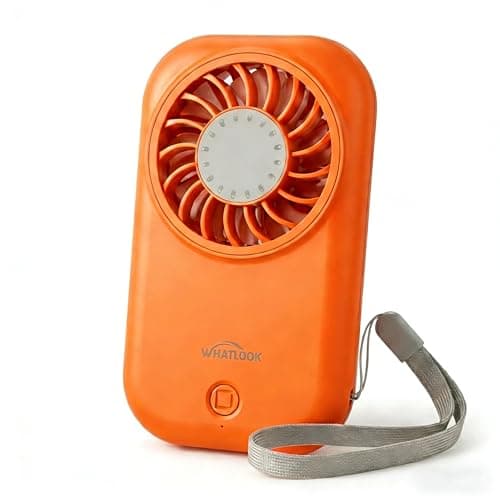 WHATOOK Mini Handheld Turbo Fan: 0.59in Ultra-Slim & 0.12lbs Light Pocket Fan, 11000 RPM Power, USB-C Rechargeable Portable Small Personal Hand Fan for Travel Essentials, Outdoor, Gift, Orange