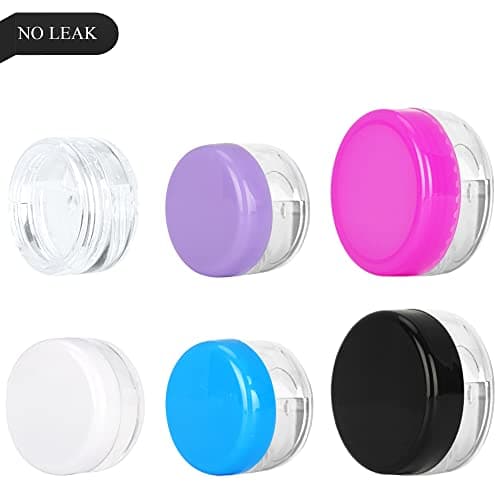 50PCS 10 Gram Sample Containers, 10ml Empty Jars with Lids, Small Cosmetic Containers, Mini Sample Jars with 4PCS Mini Spatulas for Make Up, Oils, Lotion, Powder, Paint, Jewelry, Lip Balms(Black Lid) — view 4