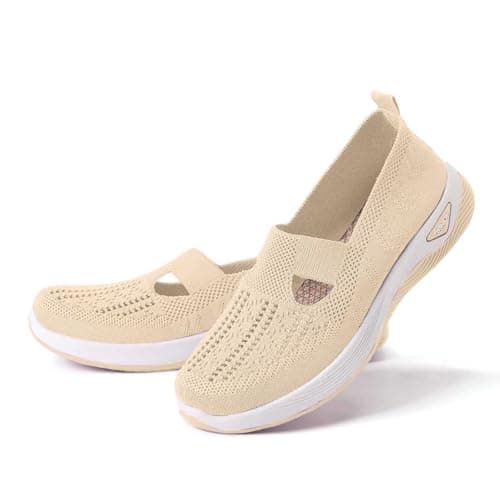 Black Shoes Women，Wide Fit Ladies Breathable Mesh Walking Running Trainers Slip On Comfortable Arch Support Soft Sole Athletic Tennis Sneakers Non Slip Low Top Orthopedic Shoes — view 4