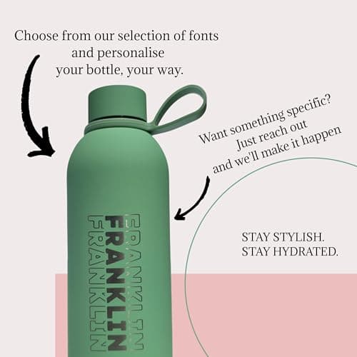 Personalised Insulated Water Bottle – Custom Name Laser Engraved Bottle, Stainless Steel, Gym Bottle, Teacher & Bridesmaid Gift (Burgundy) — view 3