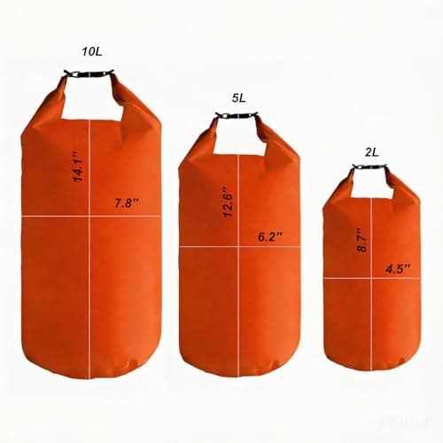 CMC-PROGEAR Waterproof Dry Bag Set with Roll-Top Closure,2L/5L/10L Drybag & Pouch Set for Backpacking Essentials - Lightweight, Durable,Perfect for Boating, Camping,Water Sports (Orange, 2L+5L+10L) — view 3
