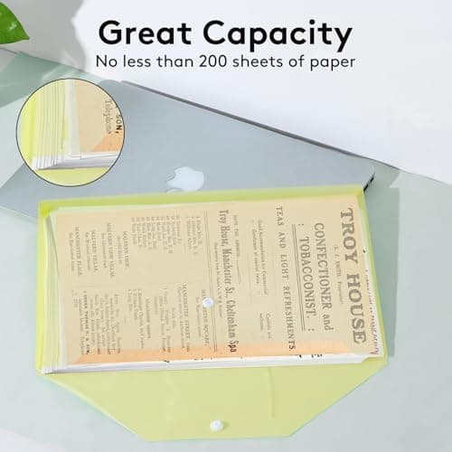 A4 Plastic Wallets Folders-20 Pack Popper Wallets with Label Pocket,A4 Document Folder for Document Storage and Office Organization Supplies - Assorted Colours Snap Button — view 4