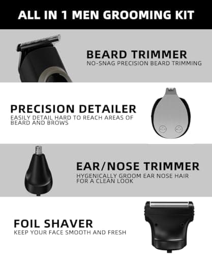 Beard Trimmer Men Rechargeable All-in-One Style Kit, Shaving Kit with 16-in-1 Trimmer for Beard, Nose & Ear, Body, Manscaping, Hair Clippers & More, Holiday Gifts for Men — view 2
