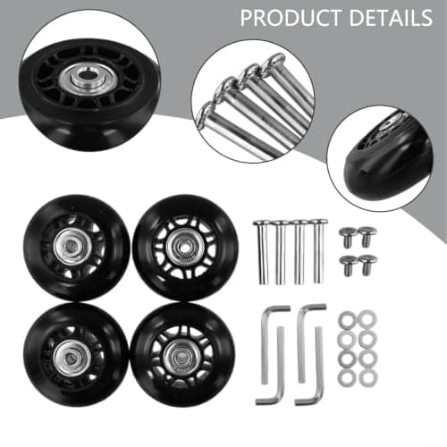 4 Pcs Luggage Wheels, Rubber Suitcase Replacement Wheels With — view 2