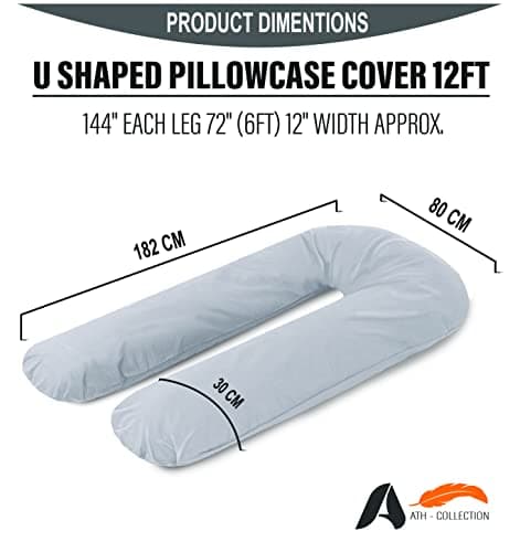 A ATH COLLECTION Pregnancy Pillowcase 9 FT, 12 FT, U Shaped Full Body Pillow Cover with zip, Nursing, Support and Maternity Pillow for Pregnant Women Cover Only (12 FT, Teal) — view 4