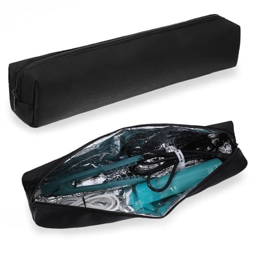 Xindojuz Professional Hot Hair Tools Travel Bag, Portable Heat Resistant Storage Organizer Case Pouch for Curling Irons, Flat Irons, Hair Dryers Women Travel Essentials (Black, 17.32" x 3.54"x 3.54")