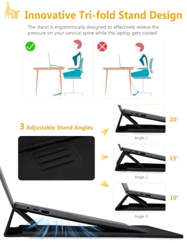 HYZUO 13.3-14 Inch Laptop Case Sleeve with Adjustable Stand, Black — view 2
