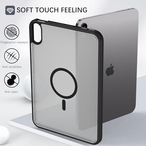 BENTOBEN Magnetic Case for iPad mini 7 A17 Pro 2024/iPad mini 6 2021 8.3 Inch, Translucent Matte Back Military Grade Protection Lightweight Shockproof Cover for iPad mini 7th/6th Generation, Black — view 5