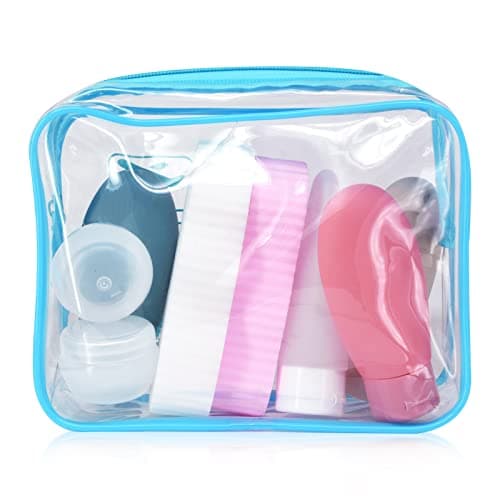 Clear Toiletry Bag Transparent TSA Approved Makeup Cosmetic Travel Organiser, Waterproof Wash Bag for Air Travel Carry On（Blue） — view 5
