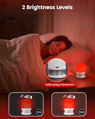 Lamptobe Red Night Light for Sleep, Portable Red Light Lamp with 2 Brightness Levels, USB-C Rechargeable Red Lamp for Bedroom Baby Nursery Travel, Eye-Caring Sleep Light for Bedside(φ53.5 * 73.5mm) — view 4