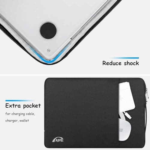 AIPIE Laptop Case 15.6 16 Inch Notebook Sleeve Carrying Case Bump Absorb Briefcase, Horizontal 15.7" x 11.2" Handbag, Compatible with MacBook, Acer, Asus, Dell, PC Cover for Work, Black — view 5