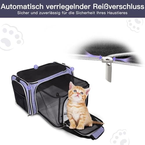 BAGLHER Cat Carrier Bag, Airline Approved Pet Carrier Soft Side Pet Travel 5 Sides Open Doors 3 Sides Expandable Foldable Dog Carrier with Fleece Pad — view 4