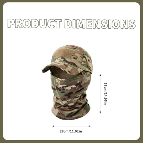 Merzio Desert Camo Baseball Cap and Neck Gaiter Set, Tactical Camouflage Sun Hat with Cooling Face Cover Mask for Men Women, Breathable UV Protection for Fishing Hunting Cycling Outdoor Sports — view 3