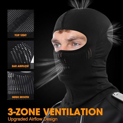 WTACTFUL 2 Pieces Balaclava Face Ski Mask for Men, Summer Winter Breathable Thermal Warm Full Face Cover Mask for Motorcycle Cycling Skiing Snowboarding Green Black — view 2