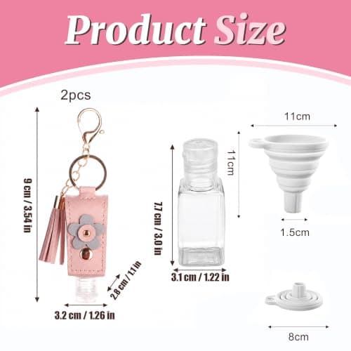 Jifudaciko 2 Pcs Hand Sanitiser with Clip, 30ml Refillable Empty Travel Bottles for Hand Sanitizer Lotion, Hand Sanitiser Keyring Holder for Purse Backpack, Portable Hygiene Accessory — view 2