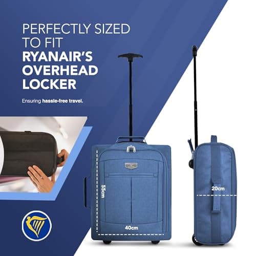 LUGG Cabin Size Lightweight Luggage - Durable 600D Polyester Snowflake Push Up Trolley - Solid Wheels - Easyjet, Ryanair, British Airways - Airway Locker (55x40x20cm) — view 2