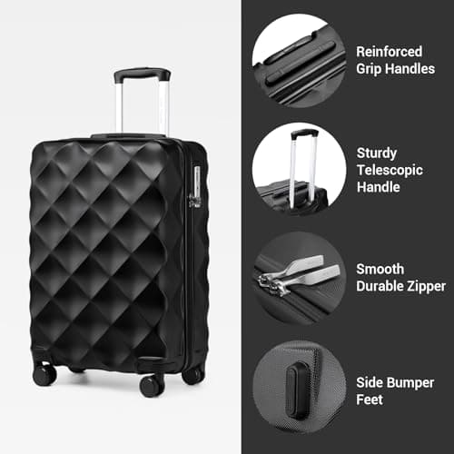 British Traveller Large Suitcase, Lightweight 28 Inch Checked Luggage — view 3